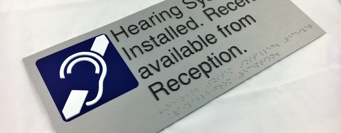 Hearing System Installed Aluminium Braille Sign