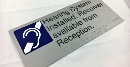 Hearing System Installed Aluminium Braille Sign