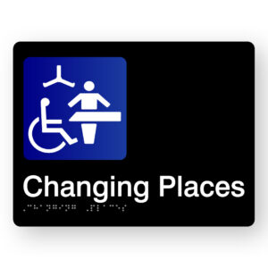 Changing Places Braille Sign in Black Acrylic