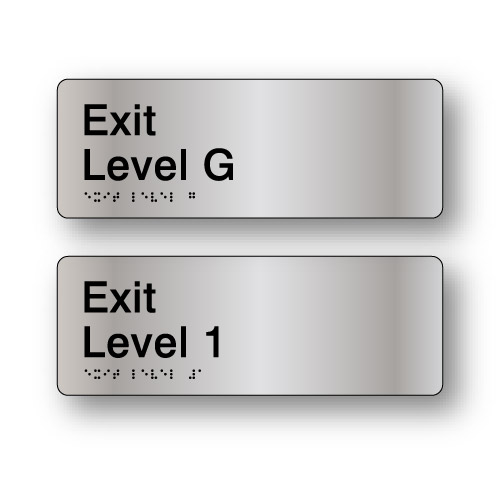 Exit Level Stainless Steel Braille Signs
