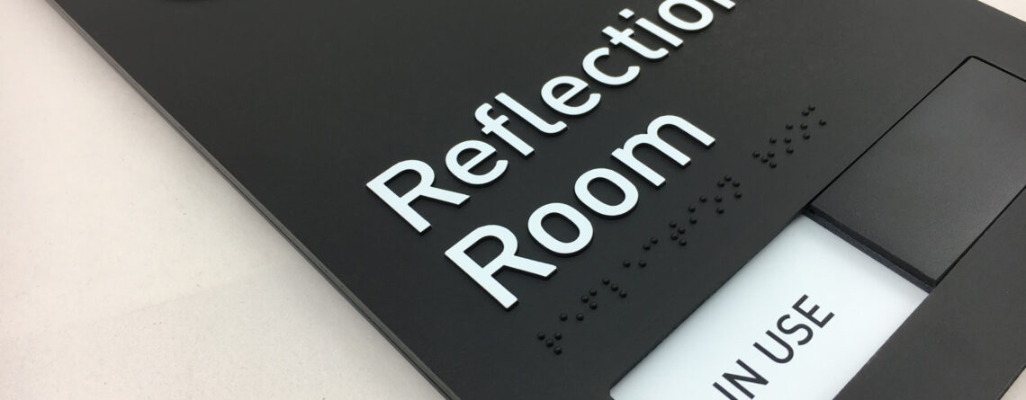 Custom Moulded Acrylic Braille Sign with built in Slider
