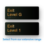 Exit Level Braille Signs Black with Brass Raised Text