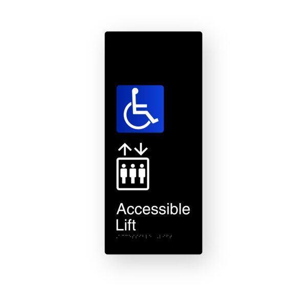 Accessible Lift Black Aluminium Braille Sign
