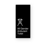 All Gender Ambulant Toilet with Crutches Black Aluminium Braille Sign