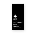 All Gender Staff Shower Black Aluminium Braille Sign