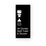 All Gender Staff Toilet & Shower Black Aluminium Braille Sign