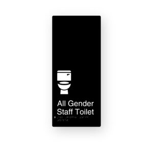 All Gender Staff Toilet Black Aluminium Braille Sign