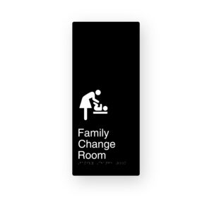 Family Change Room Black Aluminium Braille Sign
