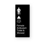 Female Ambulant Toilet & Shower Black Aluminium Braille Sign