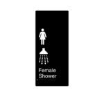 Female Shower Room Black Aluminium Braille Sign