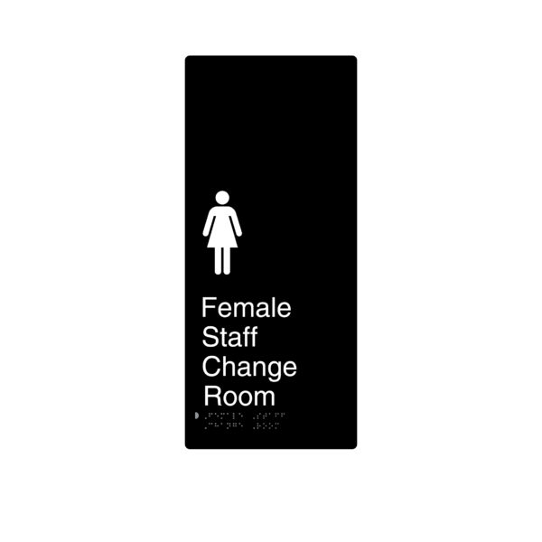 Female Staff Change Room Black Aluminium Braille Sign