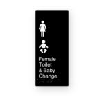 Female Toilet & Baby Change Black Aluminium Braille Sign