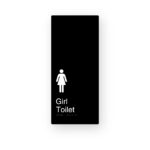 Girls Toilet Black Aluminium Braille Sign