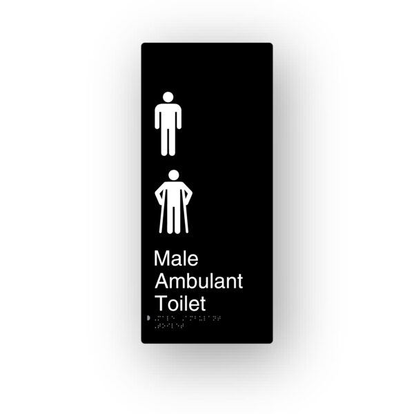 Male Ambulant Toilet V2 Black Aluminium Braille Sign
