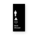 Male Shower Black Aluminium Braille Sign