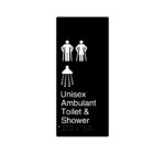 Unisex Ambulant Toilet Shower Black Aluminium Braille Sign