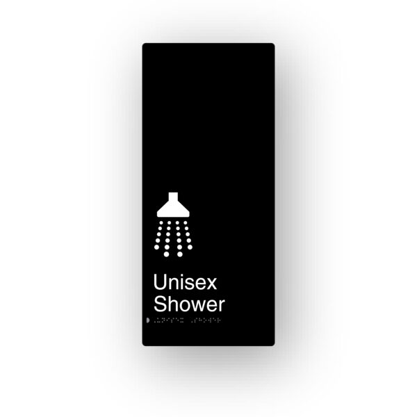 Unisex Shower Black Aluminium Braille Sign