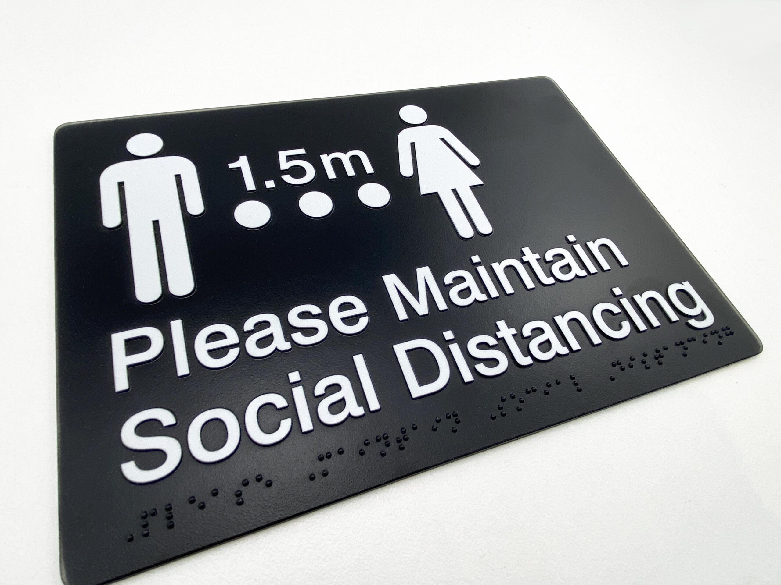 Social Distancing Braille Sign