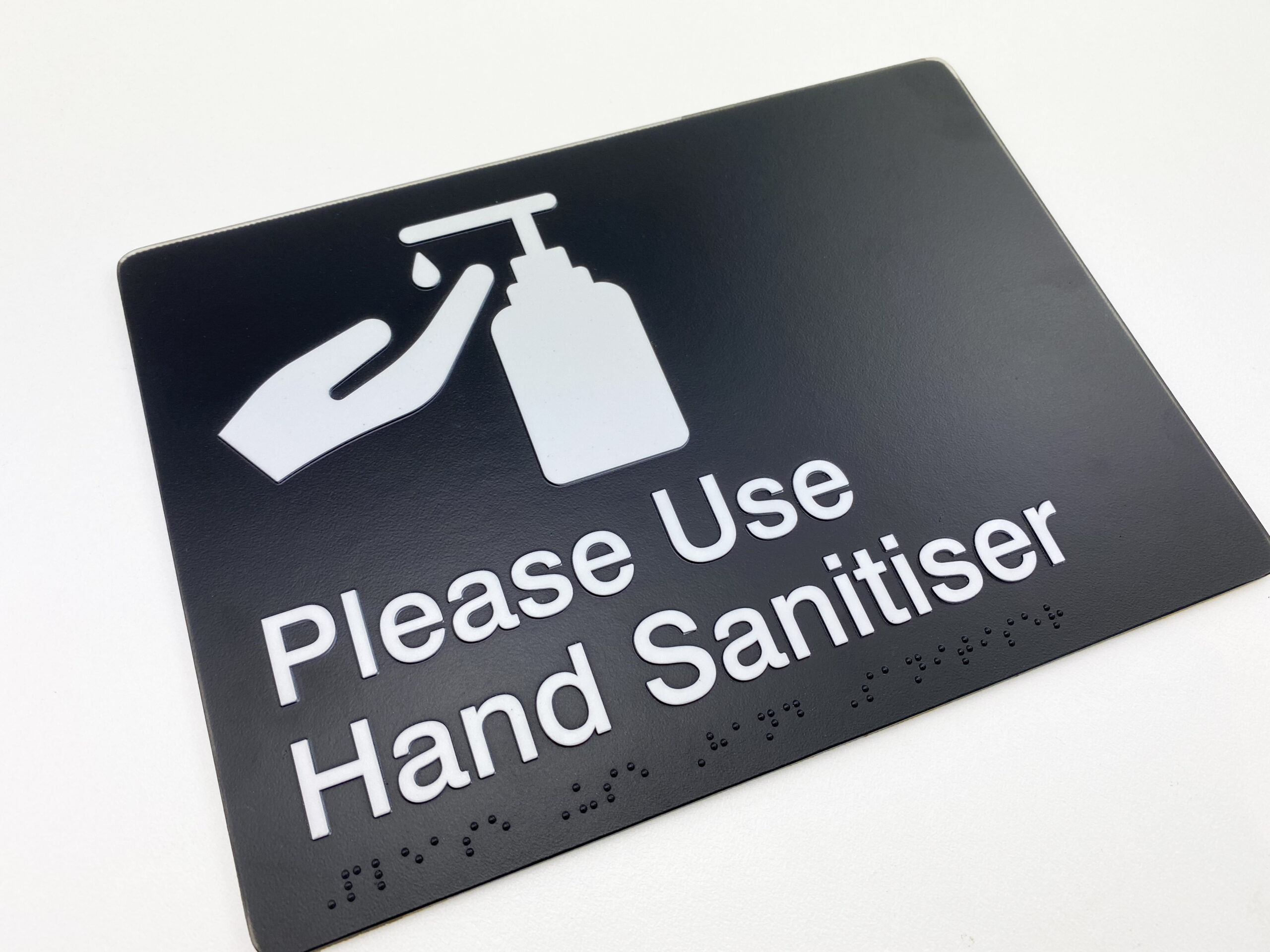 Use Hand Sanitiser Braille Sign