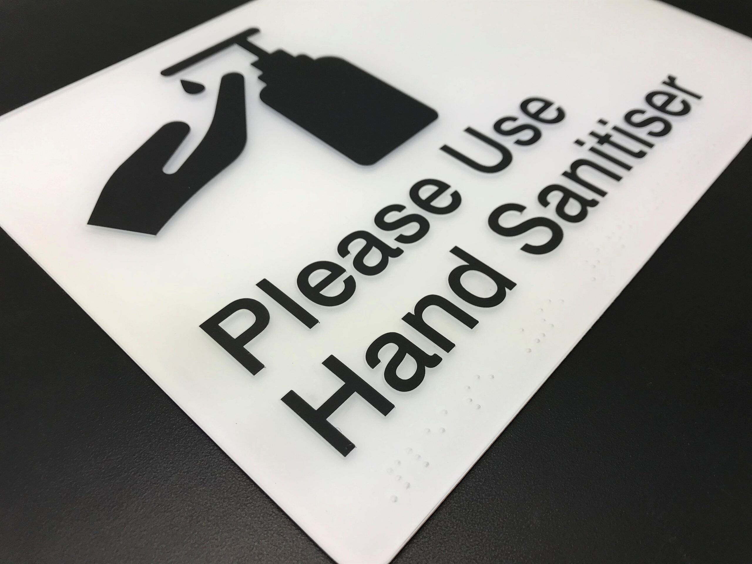 Pleaser use Hand sanitiser Braille Sign