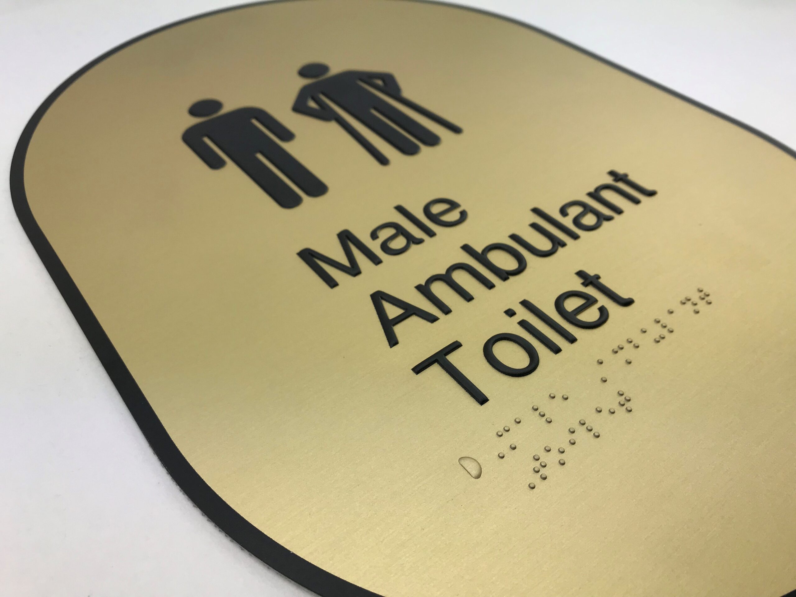 Male Ambulant Toilet Satin Brass Braille Sign