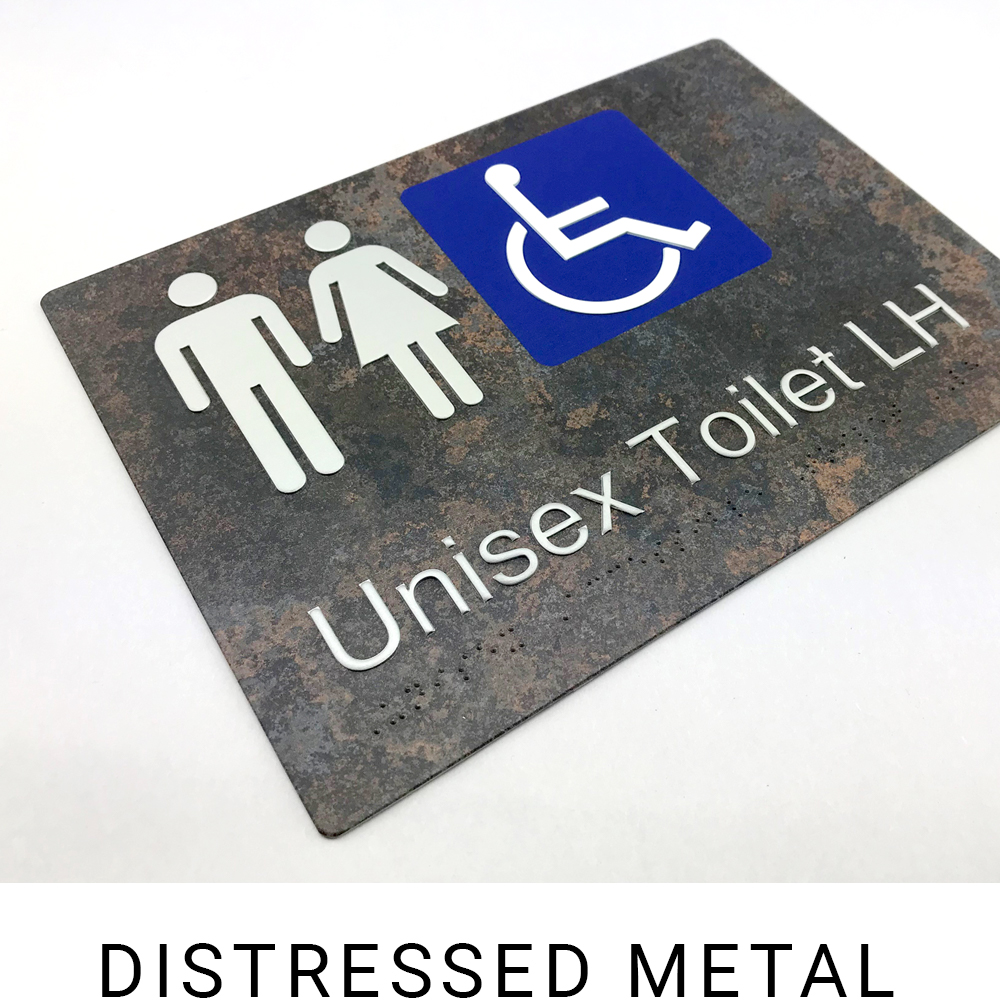 Distressed Metal Braille Sign