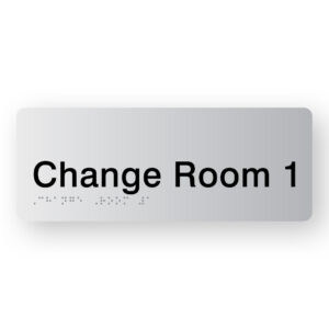 Change Room 1 Braille Sign in Silver Acrylic