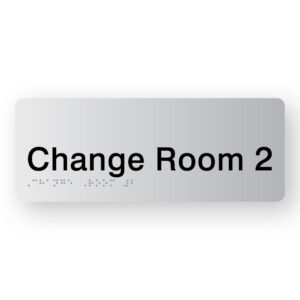 Change Room 2 Braille Sign in Silver Acrylic