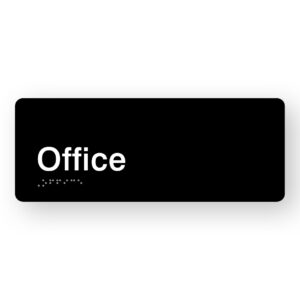 Office Braille Sign in Black Acrylic
