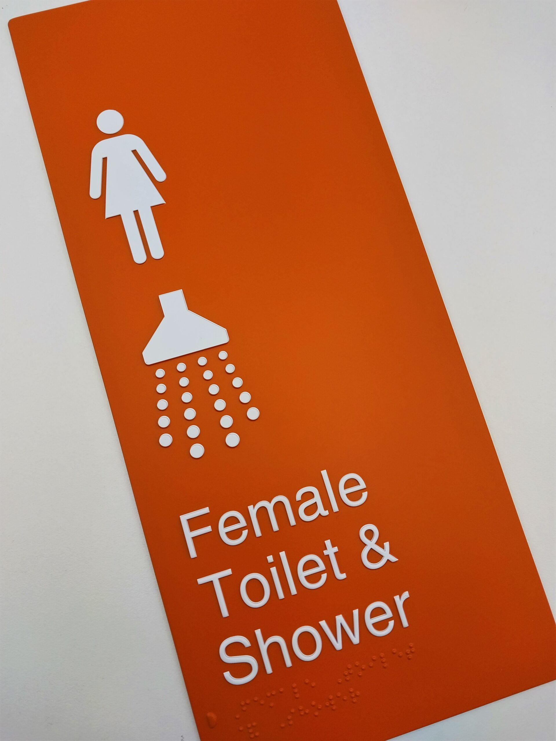 Male Toilet & Shower Aluminium Braille Sign finished in Dulux PMS 21 2pac