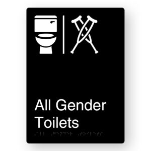 Airlock - All Gender Toilets Braille Sign in Portrait Anodised Aluminium