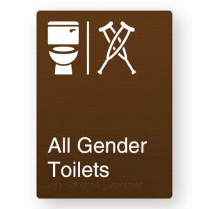 Airlock - All Gender Toilets Braille Sign in Portrait Bronze Finish