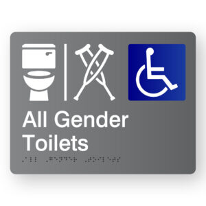 Airlock - All Gender Toilets Braille Sign in Grey Acrylic