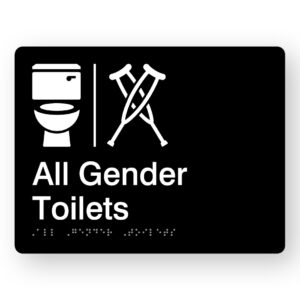 Airlock - All Gender Toilets Braille Sign in Black Acrylic