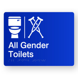 Airlock - All Gender Toilets Braille Sign in Blue Acrylic
