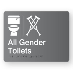 Airlock - All Gender Toilets Braille Sign in Grey Acrylic