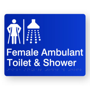 Airlock - Female Ambulant Toilet & Shower Braille Sign in Blue Acrylic