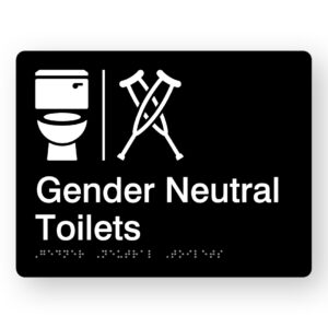 Airlock - Gender Neutral Toilets Braille Sign in Black Acrylic