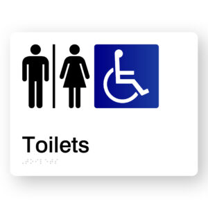 Airlock - Toilets Braille Sign in White Acrylic