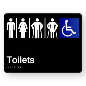 Airlock - Toilets Braille Sign in Black Acrylic