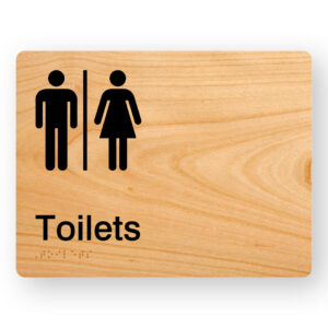 Airlock - Toilets Braille sign in Woodgrain Acrylic - Image 1