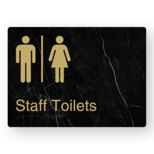 Airlock - Staff Toilets Braille Sign in a Black Marble & Satin Brass Finish