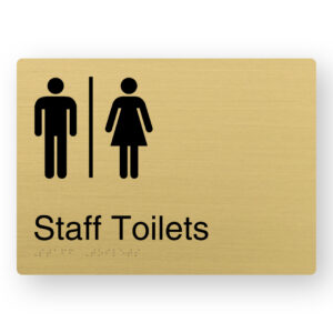 Airlock - Staff Toilets Braille Sign in a Satin Brass Finish