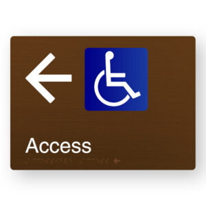 Accessible Access (Left Arrow) Braille Sign in a Bronze Finish