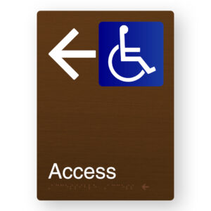 Accessible Access (Left Arrow) Braille Sign in Portrait Bronze Finish