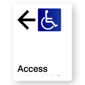 Accessible Access (Left Arrow) Braille Sign in White Portrait Acrylic