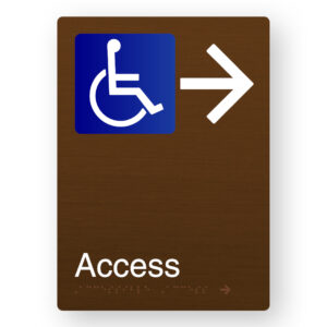 Accessible Access (Right Arrow) Braille Sign in Portrait Bronze Finish