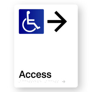 Accessible Access (Right Arrow) Braille Sign in White Portrait Acrylic