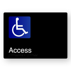 Accessible Access Braille Sign in Black Aluminium