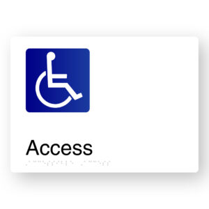 Accessible Access Braille Sign in White Aluminium